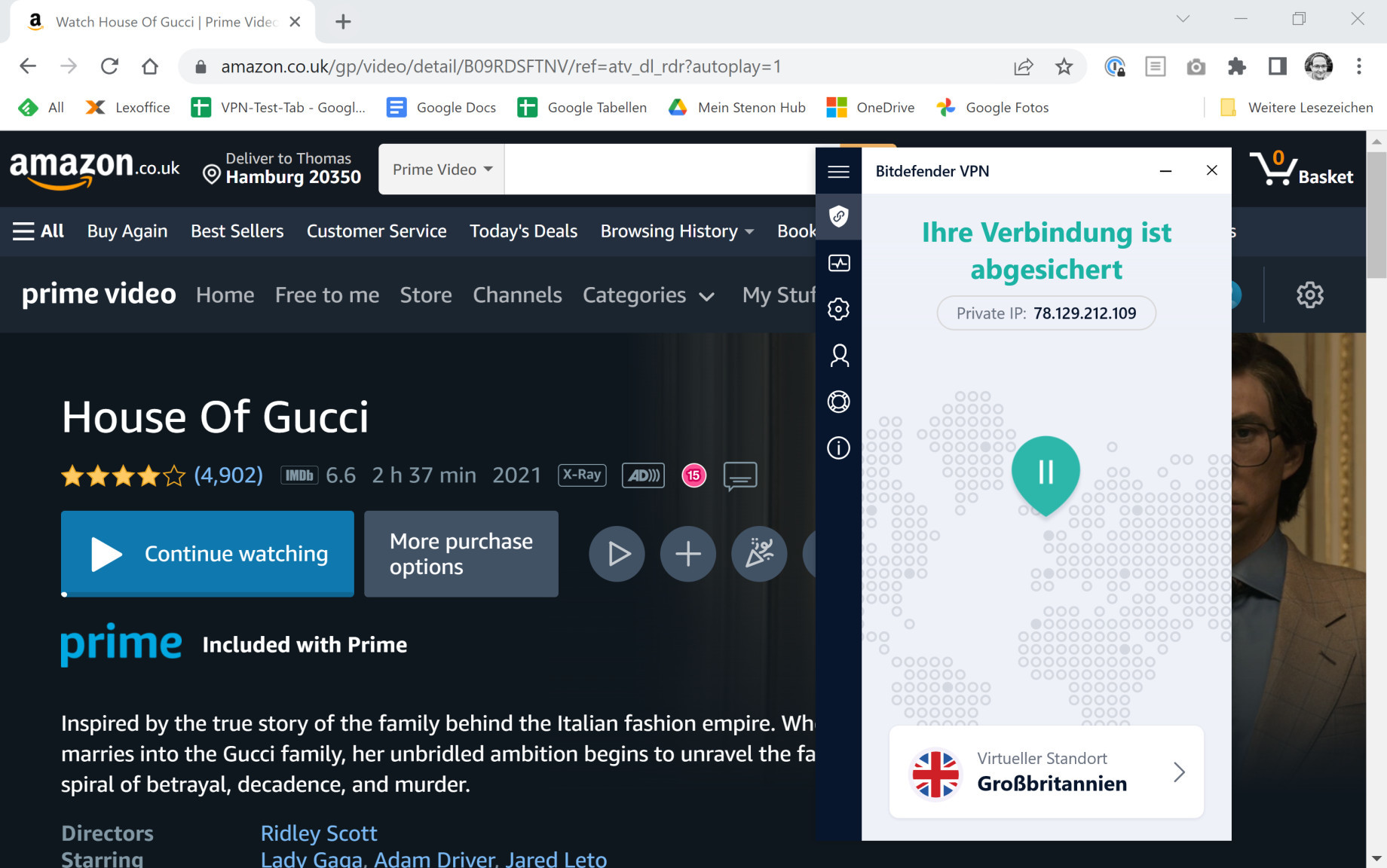 Bitdefender VPN mit Prime Video UK